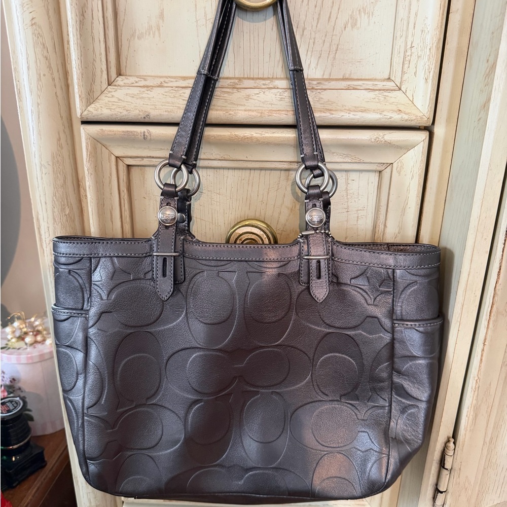 Coach Dark Gray Embossed Tote